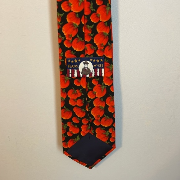 Beans McGee Vintage 100% Cotton Pumpkin Fall Necktie Tie - Picture 12 of 14